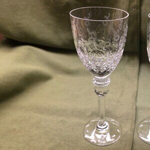 Rogaska Crystal Gallia 7 3/4" Wine Water Glasses Floral Design Original Owner